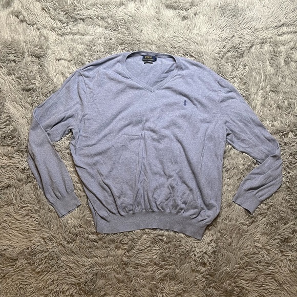 Polo Ralph Lauren Sweaters - Polo Ralph Lauren Pima Cotton V-Neck Long Sleeve Blue Sweater Womens XXL